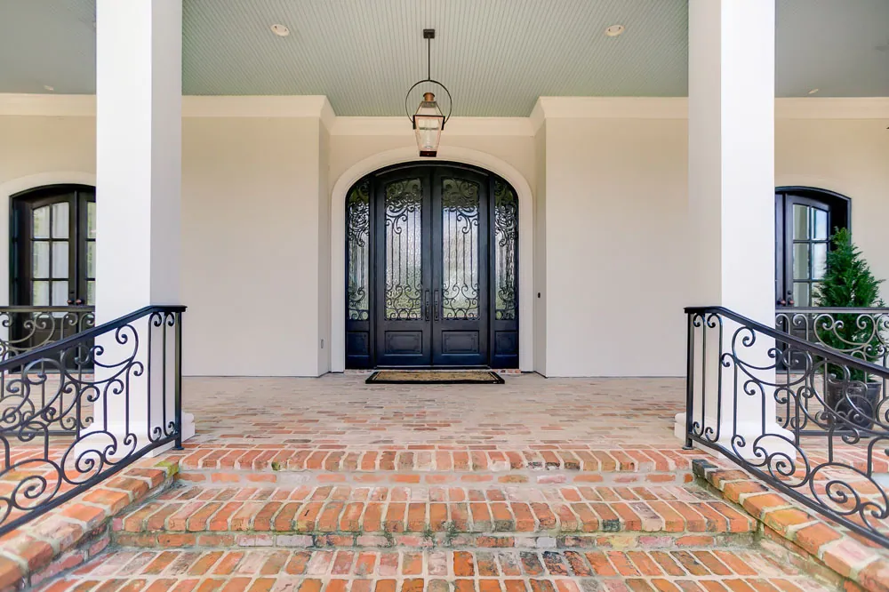 Wood Doors with Iron Grilles